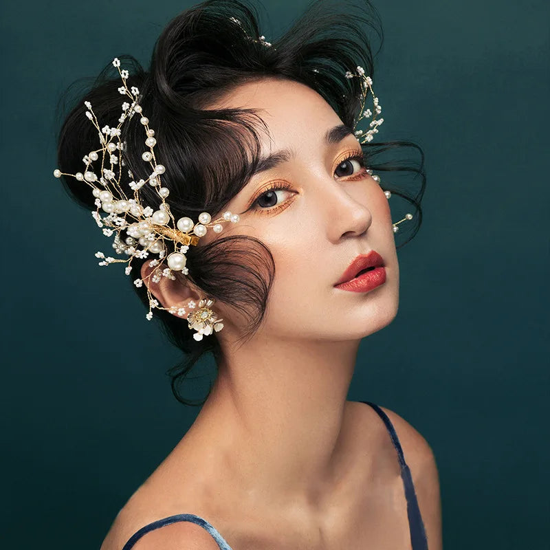 Pearl Beads Barrettes Bridal Headdress Wedding Hair Clip