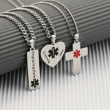 Custom Medical Alert Necklace Stainless Steel ID Necklace