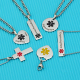 Custom Medical Alert Necklace Stainless Steel ID Necklace