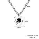 Custom Medical Alert Necklace Stainless Steel ID Necklace