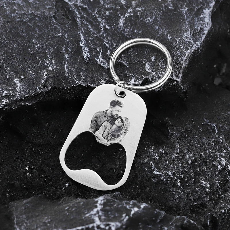 Custom Photo Bottle Opener Keychain Stainless Steel Cap Remover
