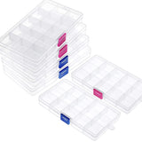 Plastic Storage Box 10/15/24 Grids Dividers Transparent Tool Organize