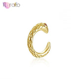 24K Gold/925 Silver Snake Shaped Clip Earrings for Women