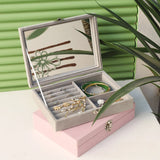 Portable Velvet Jewelry Storage Box with Mirror, Earrings Ring Bracelet Necklace