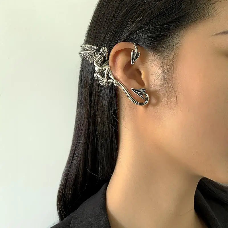 Punk Fairy Ear Cuff Earring Dark Elf Ear Clip Angel Wings Earrings