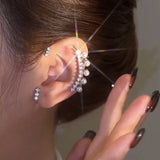 Punk Hip Hop Metal Ear Cuff Rhinestone Wings No Pierced Ear Clip
