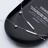 925 Sterling Silver Zirconia Lucky Straight Bar Chain Anklet Bracelet