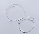925 Sterling Silver Zirconia Lucky Straight Bar Chain Anklet Bracelet