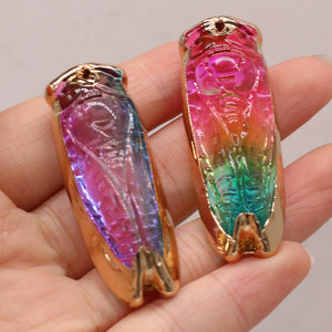 Rainbow Natural Rough Stone Charms for DIY Necklace Making