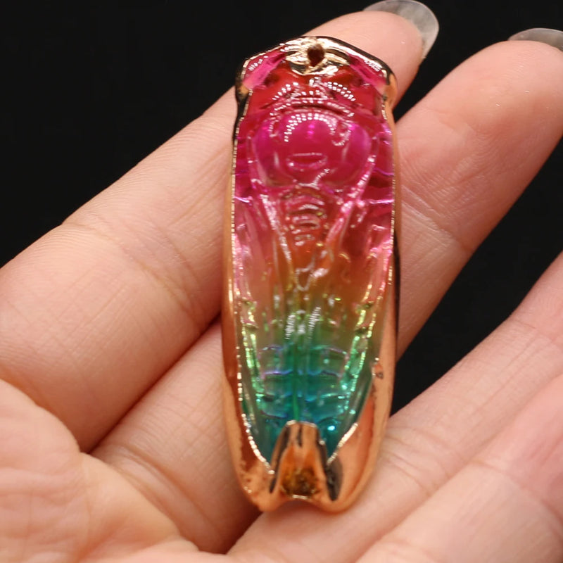 Rainbow Natural Rough Stone Charms for DIY Necklace Making