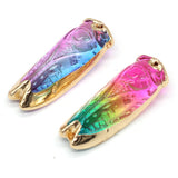 Rainbow Natural Rough Stone Charms for DIY Necklace Making