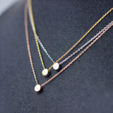 Real 925 Sterling Silver Lucky Round Bean Pendant Necklace Chain Rose