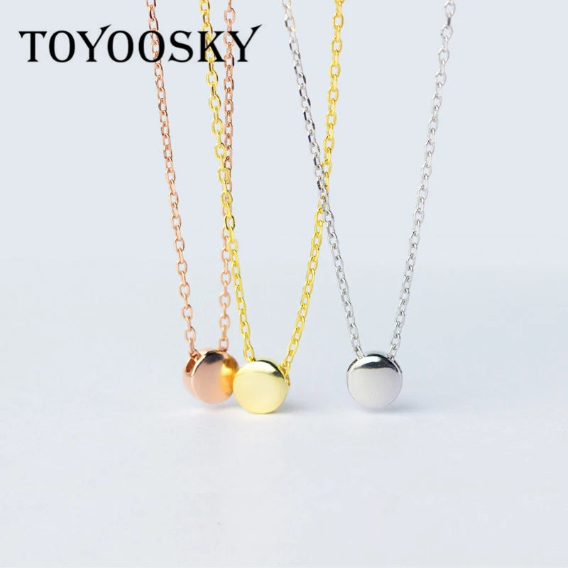 Real 925 Sterling Silver Lucky Round Bean Pendant Necklace Chain Rose