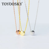 Real 925 Sterling Silver Lucky Round Bean Pendant Necklace Chain Rose