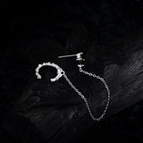 925 Silver Emerald Ear Cuff Tassel Earrings