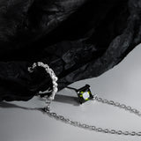 925 Silver Emerald Ear Cuff Tassel Earrings