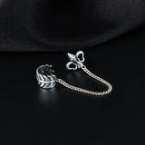 925 Silver Feather Ear Cuffs Vintage Earrings for Women