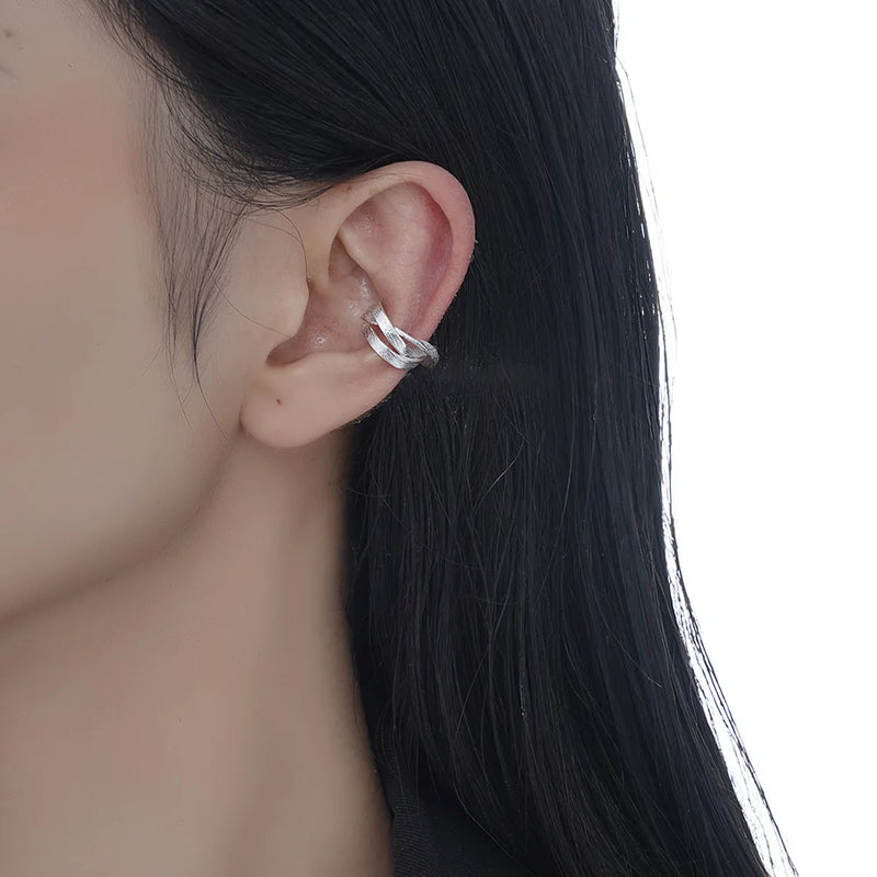 925 Silver Geometric Twisted Ear Cuffs No Piercing Earrings