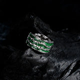 925 Silver Green Textured Ear Cuffs Women