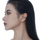 925 Silver Green Textured Ear Cuffs Women