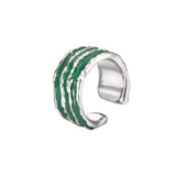 925 Silver Green Textured Ear Cuffs Women