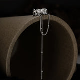 925 Silver Textured Ear Cuffs Tassel Earrings
