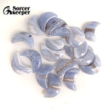 Natural Chalcedony Crystal Stone Moon Beads Agate Necklace Pendant Jewelry