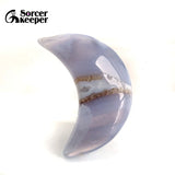 Natural Chalcedony Crystal Stone Moon Beads Agate Necklace Pendant Jewelry