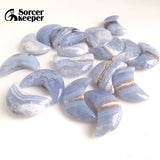 Natural Chalcedony Crystal Stone Moon Beads Agate Necklace Pendant Jewelry