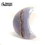 Natural Chalcedony Crystal Stone Moon Beads Agate Necklace Pendant Jewelry