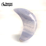 Natural Chalcedony Crystal Stone Moon Beads Agate Necklace Pendant Jewelry