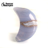 Natural Chalcedony Crystal Stone Moon Beads Agate Necklace Pendant Jewelry