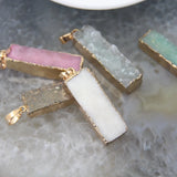 1pc Natural Agates Geode Druzy Quartz Pendants, DIY Earring Necklace Making