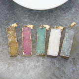 1pc Natural Agates Geode Druzy Quartz Pendants, DIY Earring Necklace Making