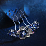Rhinestone Hairpin Crystal Four-Tooth Hair Fork Floral Comb Bridal Headwear