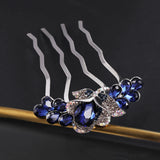 Rhinestone Hairpin Crystal Four-Tooth Hair Fork Floral Comb Bridal Headwear