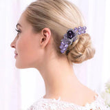 Rhinestone Hairpin Crystal Four-Tooth Hair Fork Floral Comb Bridal Headwear