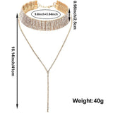 Rhinestones Choker Y Necklace Body Chain Women Girls Crystal Wedding Jewelry