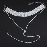 Rhinestones Choker Y Necklace Body Chain Women Girls Crystal Wedding Jewelry