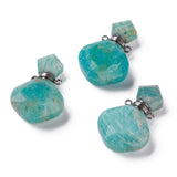 Rhombus Amazonites Perfume Bottle Pendant for Necklace