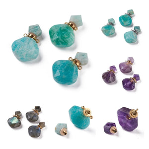 Rhombus Amazonites Perfume Bottle Pendant for Necklace