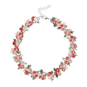 Romantic Flower Charms Necklace Choker for Women Girls - Lace Jewelry