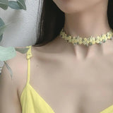 Romantic Flower Charms Necklace Choker for Women Girls - Lace Jewelry