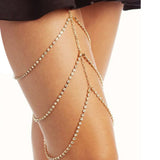 Sexy Layered Rhinestone Thigh Chain Body Jewelry