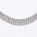Layered CZ Necklace Body Chain Silver Rhinestone Choker for Women