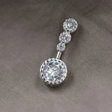 S925 Sterling Silver Belly Button Ring with Zircon, Body Jewelry