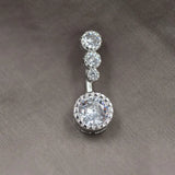 S925 Sterling Silver Belly Button Ring with Zircon, Body Jewelry