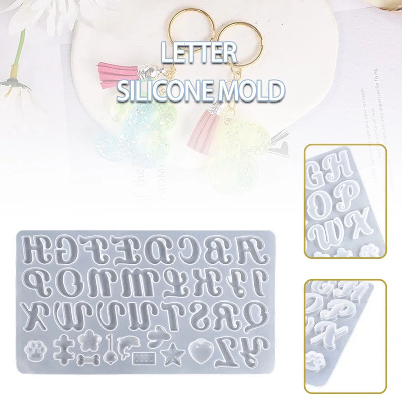 Silicone Alphabet Resin Mold for DIY Pendant Charms Earing Keychain Jewelry