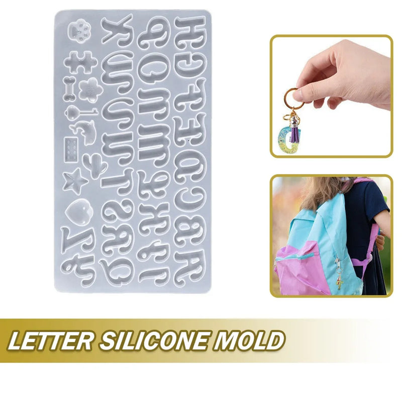 Silicone Alphabet Keychain Mold Resin Epoxy Bracelet Jewelry Pendant Casting DIY