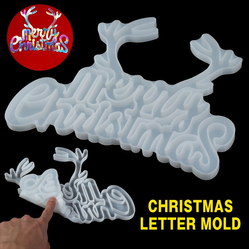 Silicone Christmas Ornament Mold Merry Christmas Epoxy DIY Craft Decor